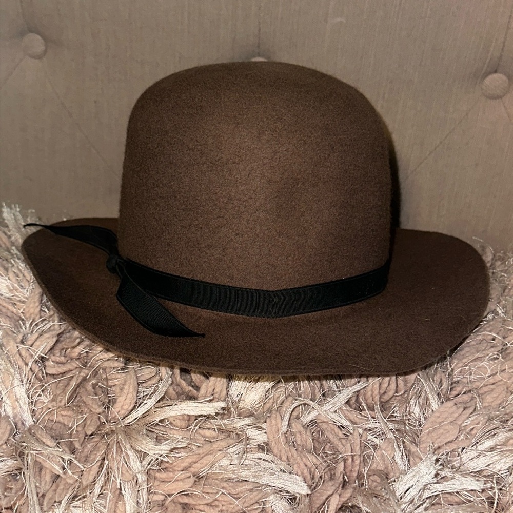 Madcaps Brown wool Hat w/ black Bow